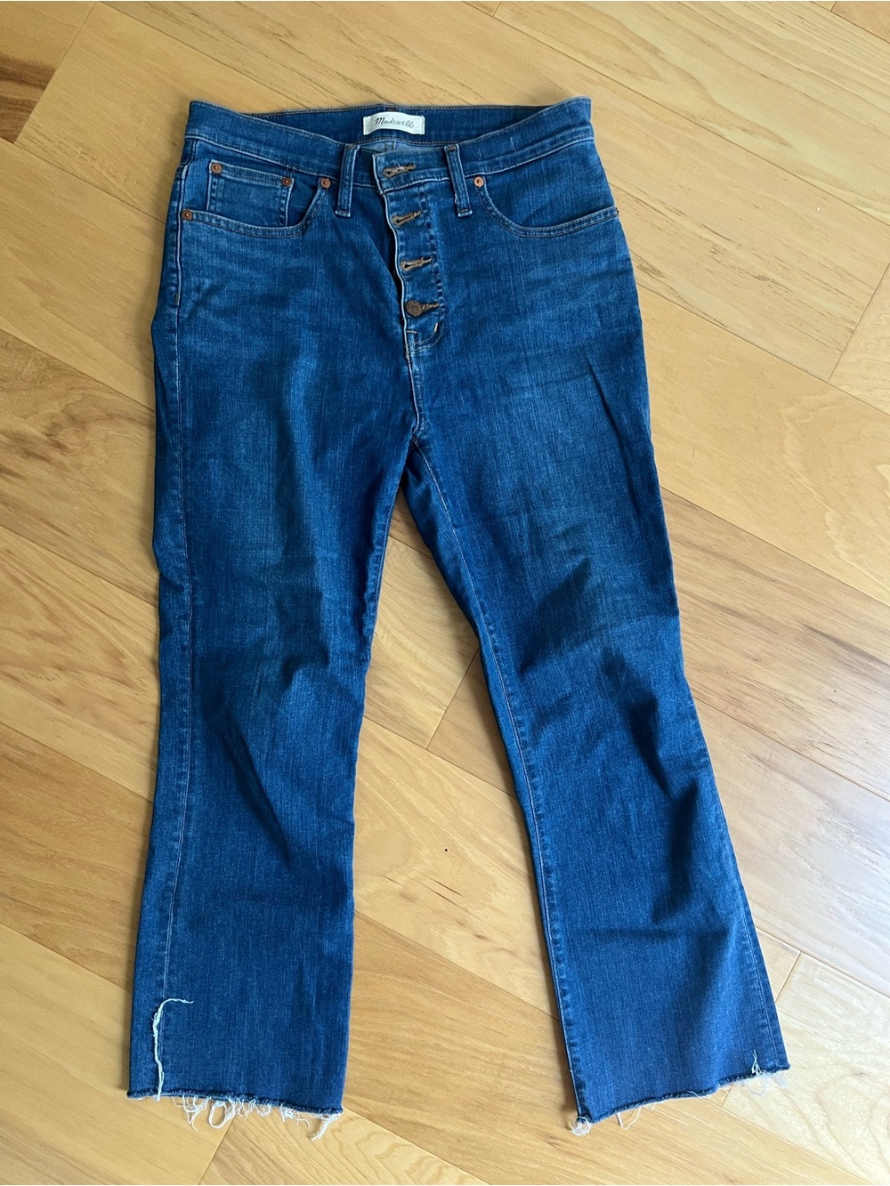 Madewell Indigo High-Rise Button-Fly Cropped Jeans